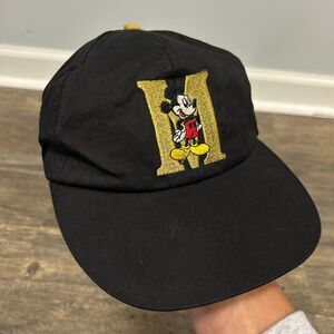 Vintage Mickey Mouse M Embroidered Hat/Cap Exclusively Her‎ Hats Black